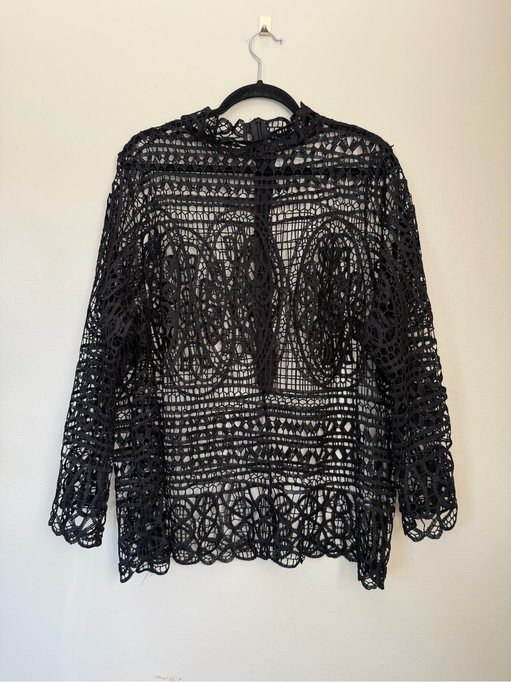 Lane Bryant Black Crochet Lace Long Sleeve Blouse Size 22 / 3X